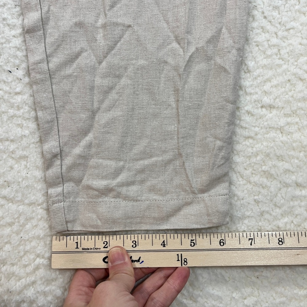 Land n Sea Pants Womens M Oatmeal Washable Linen Blend Drawstring Pull On - Picture 3 of 11
